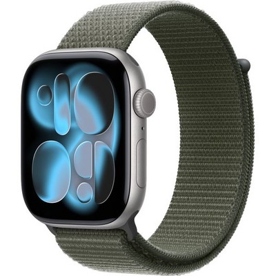 Умные часы Apple Watch Series 11, 46 mm, Space Gray Aluminium Forest Sport Loop - фото 16523