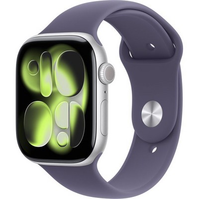 Умные часы Apple Watch Series 11, 46 mm, Silver Aluminium Purple Fog Sport Band - фото 16535