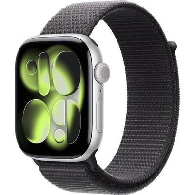 Умные часы Apple Watch Series 11, 46 mm, Silver Aluminium Dark Gray Sport Loop - фото 16558