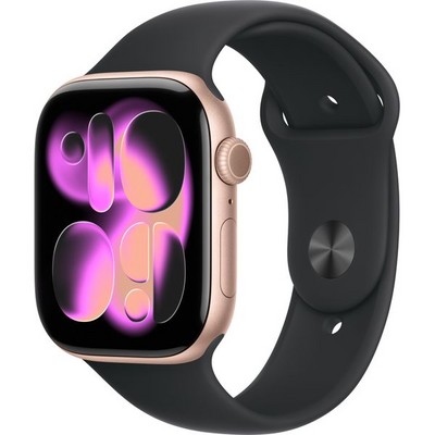 Умные часы Apple Watch Series 11, 46 mm, Rose Gold Aluminium Black Sport Band - фото 16572