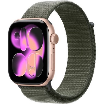Умные часы Apple Watch Series 11, 46 mm, Rose Gold Aluminium Forest Sport Loop - фото 16587
