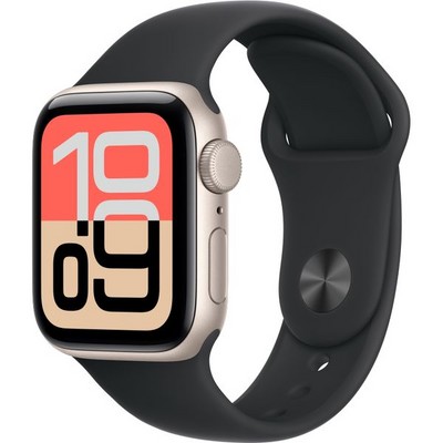 Умные часы Apple Watch SE 3, 40 mm, Starlight Aluminium Black Sport Band - фото 16699
