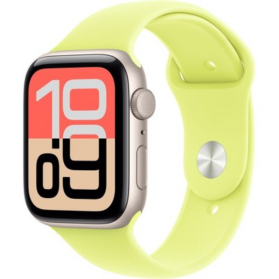Умные часы Apple Watch SE 3, 44 mm, Starlight Aluminium Neon Yellow Sport Band - фото 16739