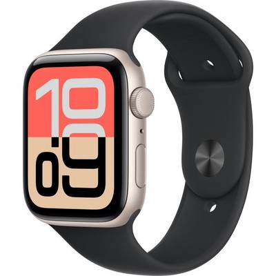 Умные часы Apple Watch SE 3, 44 mm, Starlight Aluminium Black Sport Band - фото 16747