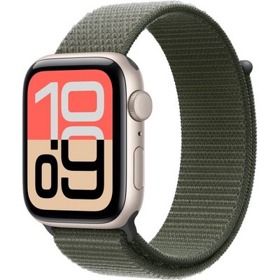 Умные часы Apple Watch SE 3, 44 mm, Starlight Aluminium Forest Sport Loop - фото 16759