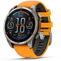 Умные часы Garmin Fenix 8 47mm Amoled Sapphire Titanium with Spark Orange Silicone 010-02904-11