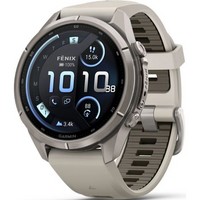 Умные часы Garmin Fenix 9 Pro inReach 43mm Amoled Sapphire Titanium with Fog Gray/Dark Sandstone Silicone Band (010-04335-81)
