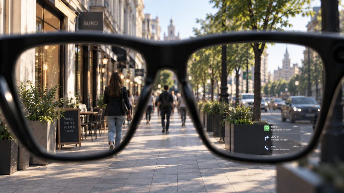 Ray-Ban Meta Display — экран с уведомлениями и навигацией в очках